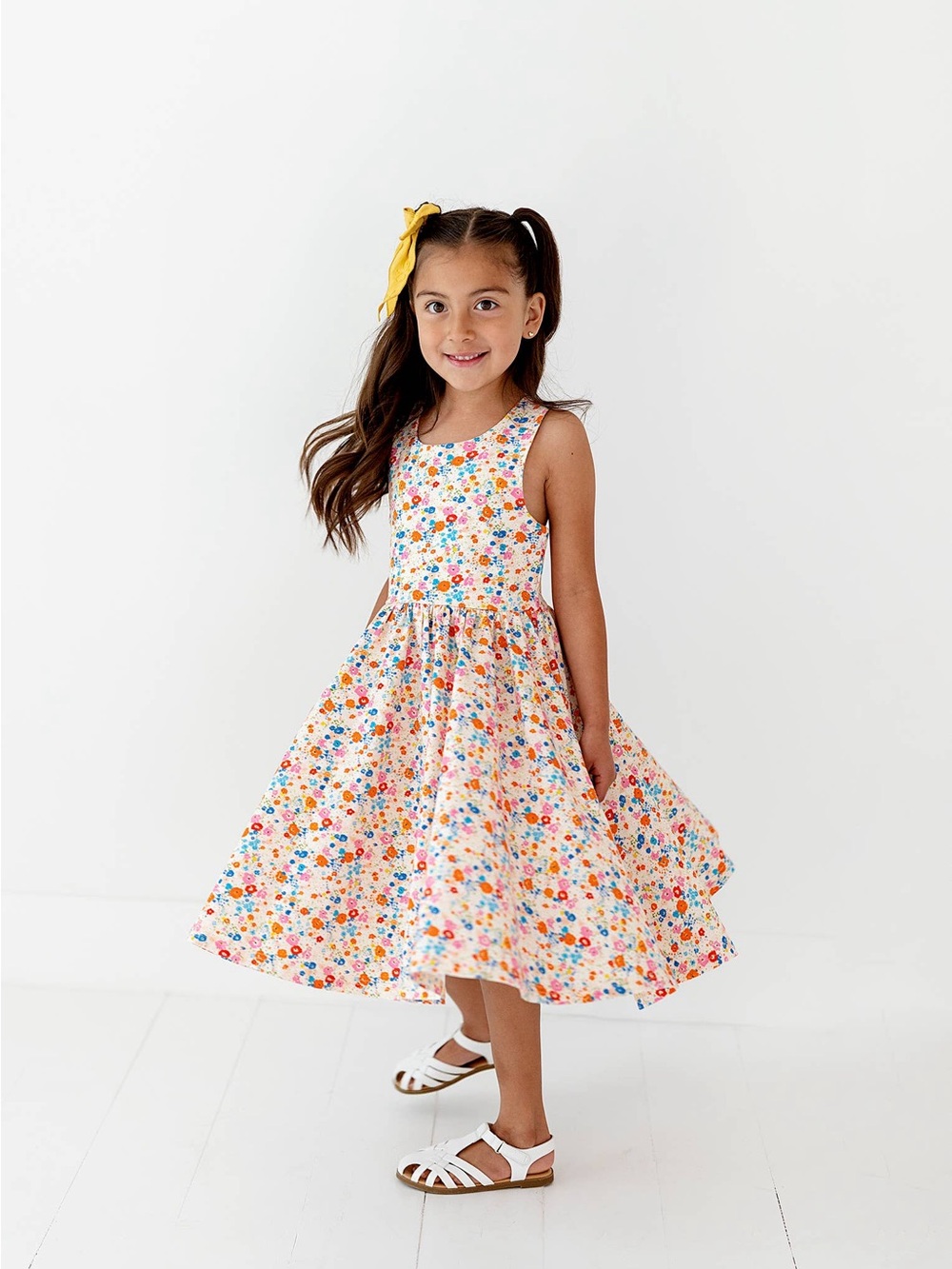Ollie Jay Classic Twirl Dress Floral Sleeveless Circle Skirt Girls Size 8